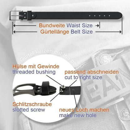 Klassischer Leder Gürtel mit JEANS-Prägung - antiquebraun - 38mm breit - leicht kürzbar | JEANS-38mm