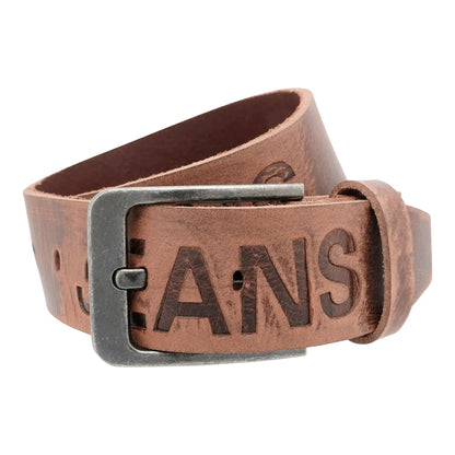 Klassischer Leder Gürtel mit JEANS-Prägung - antiquebraun - 38mm breit - leicht kürzbar | JEANS-38mm