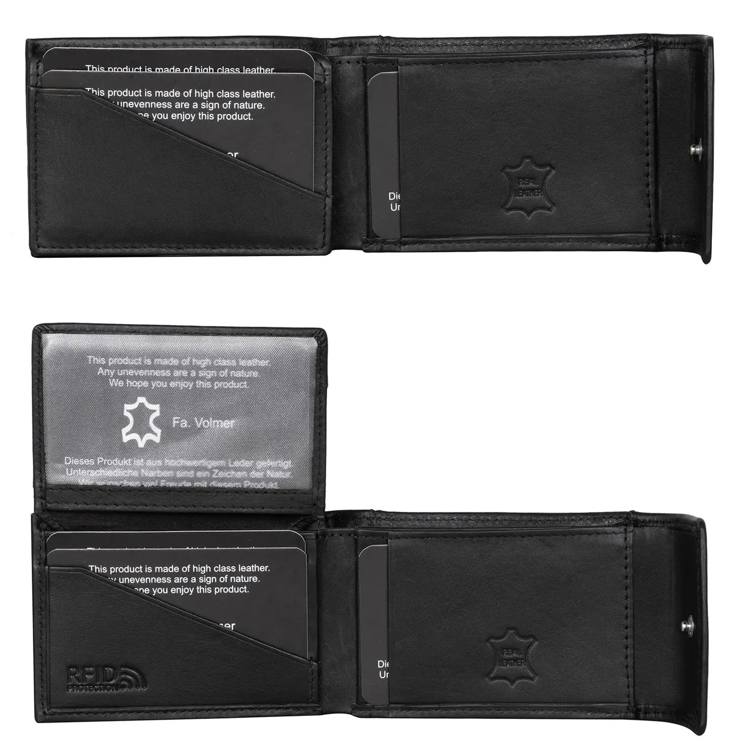 Kompakte Leder Geldbörse mit Münzfach - 9 Fächer für Karten - RFID-Schutz - inkl. Geschenkbox | VO40