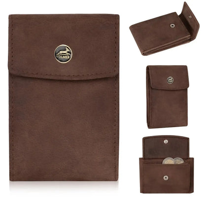 Kompakte Leder Geldbörse mit Münzfach - 9 Fächer für Karten - RFID-Schutz - inkl. Geschenkbox | VO40