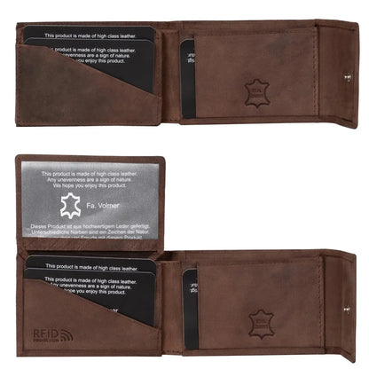 Kompakte Leder Geldbörse mit Münzfach - 9 Fächer für Karten - RFID-Schutz - inkl. Geschenkbox | VO40