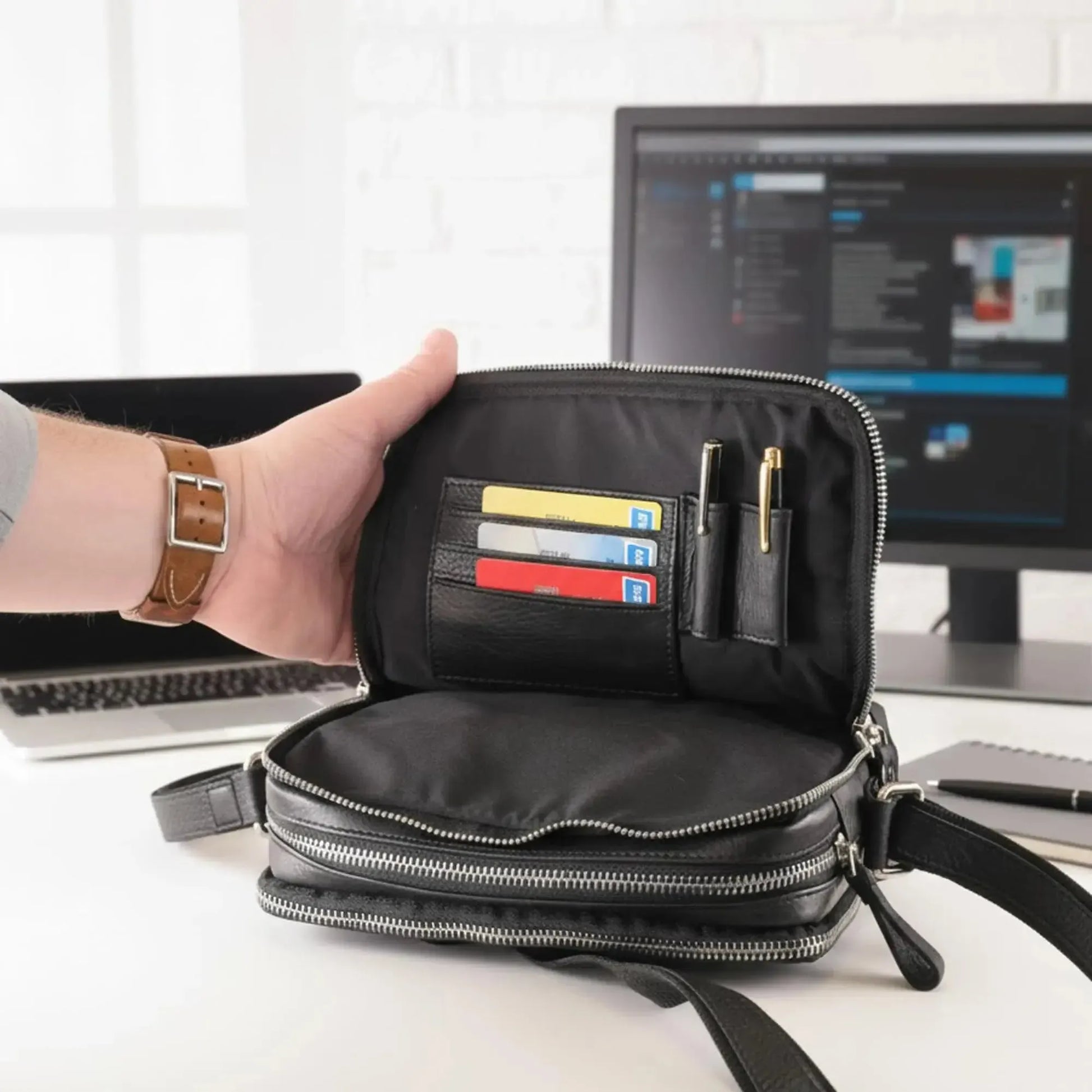 Kompakte Umhängetasche Leder – funktionale Schultertasche für jeden Tag | Laredo