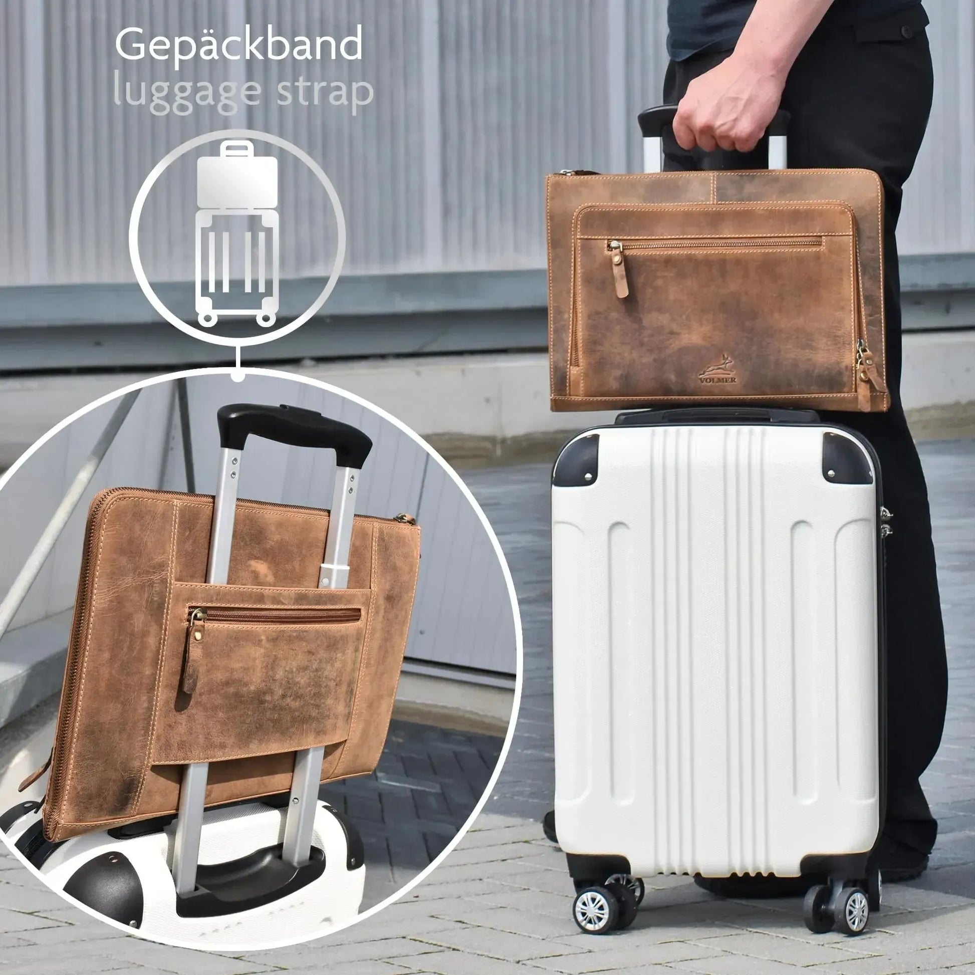 Laptop Tasche Leder - 14 Zoll - mit großer Außentasche | Riverside