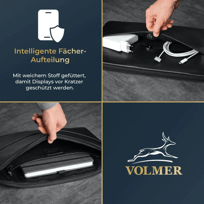 Laptophülle 13,3 Zoll / 15,6 Zoll – Leder – mit Außenfach | Cover3713095