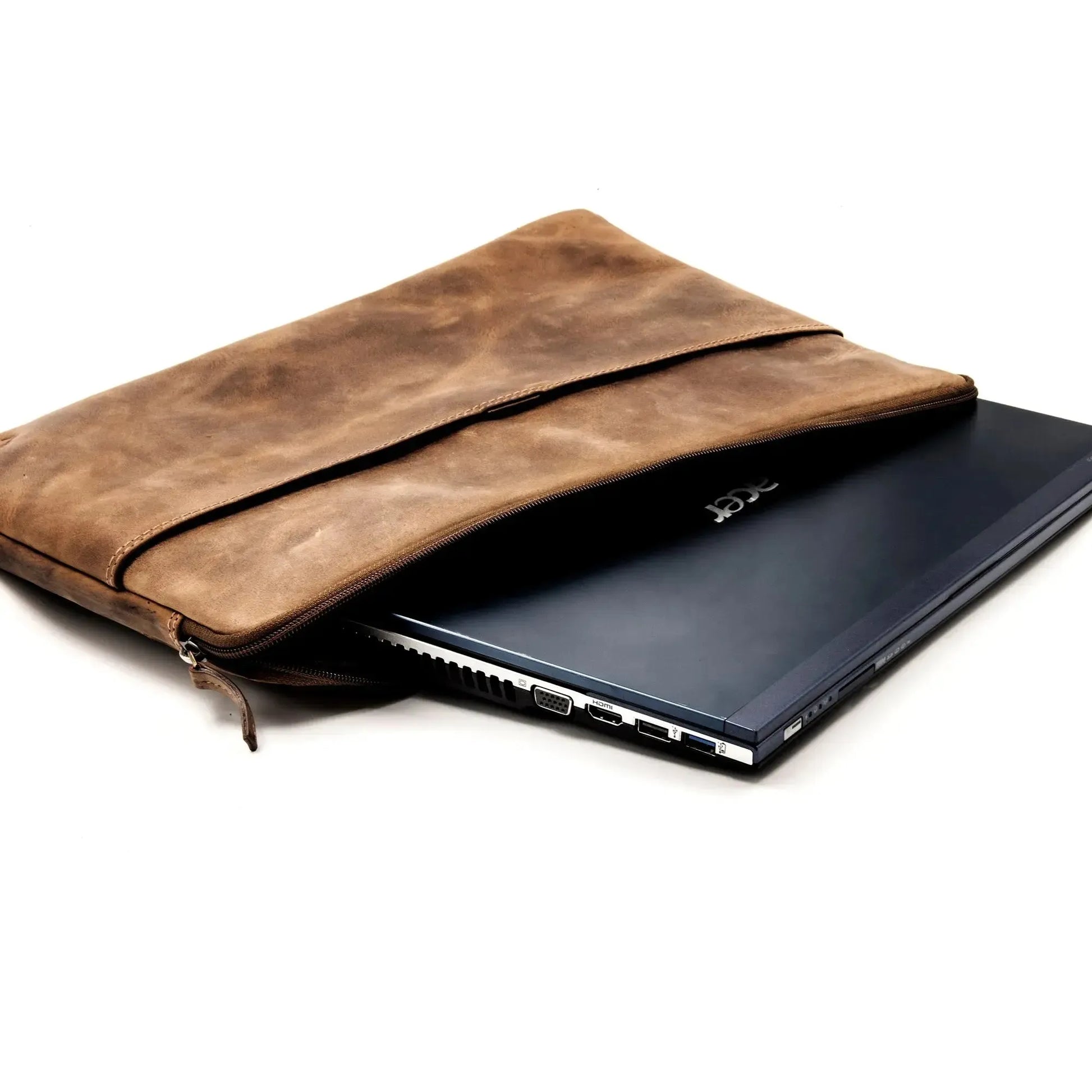 Laptophülle 13,3 Zoll / 15,6 Zoll – Leder – mit Außenfach | Cover3713095