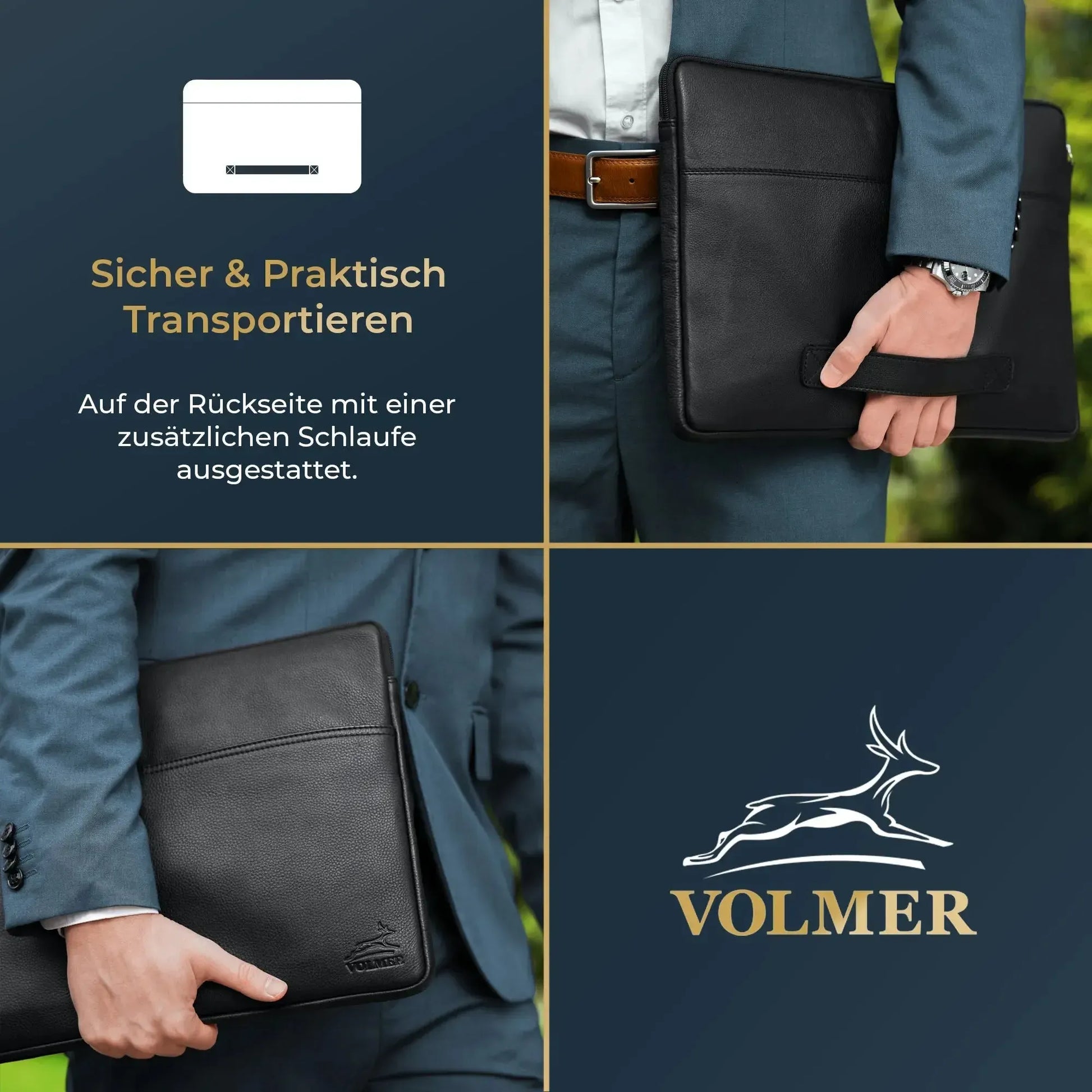 Laptophülle 13,3 Zoll / 15,6 Zoll – Leder – mit Außenfach | Cover3713095