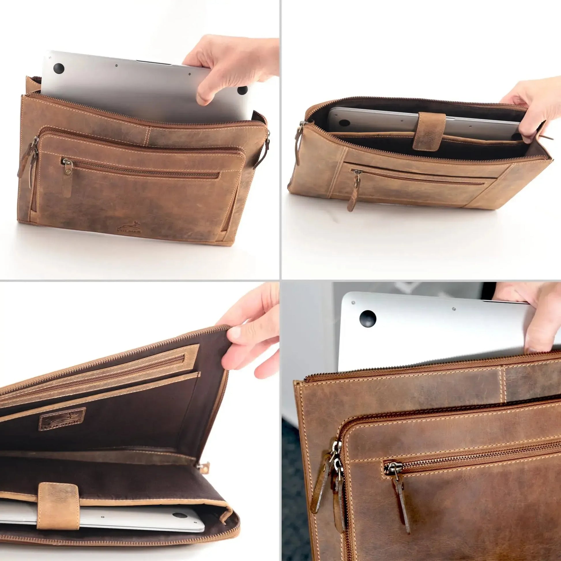 Laptoptasche 14 Zoll – Leder mit großer Außentasche | Riverside