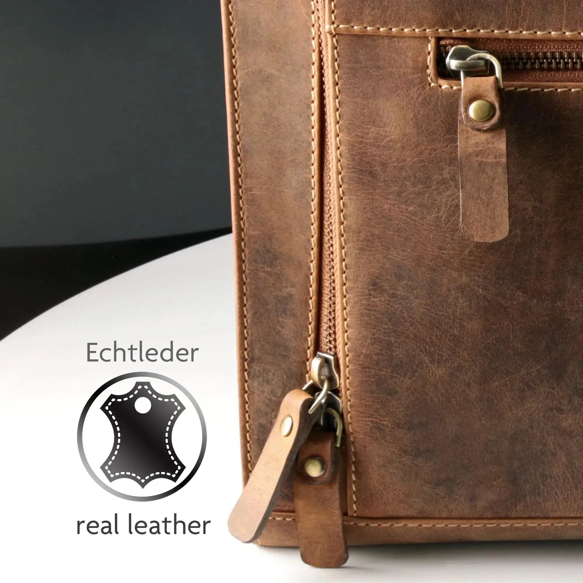 Laptoptasche 14 Zoll – Leder mit großer Außentasche | Riverside