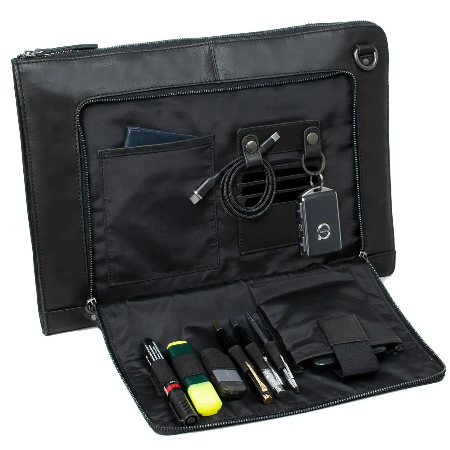 Sacoche pour ordinateur portable 16 pouces – sac bandoulière en cuir – grand compartiment organisateur | VO2403