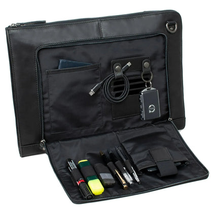 Sacoche pour ordinateur portable 16 pouces – sac bandoulière en cuir – grand compartiment organisateur | VO2403