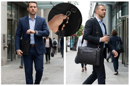 Sacoche pour ordinateur portable 16 pouces – sac bandoulière en cuir – grand compartiment organisateur | VO2403