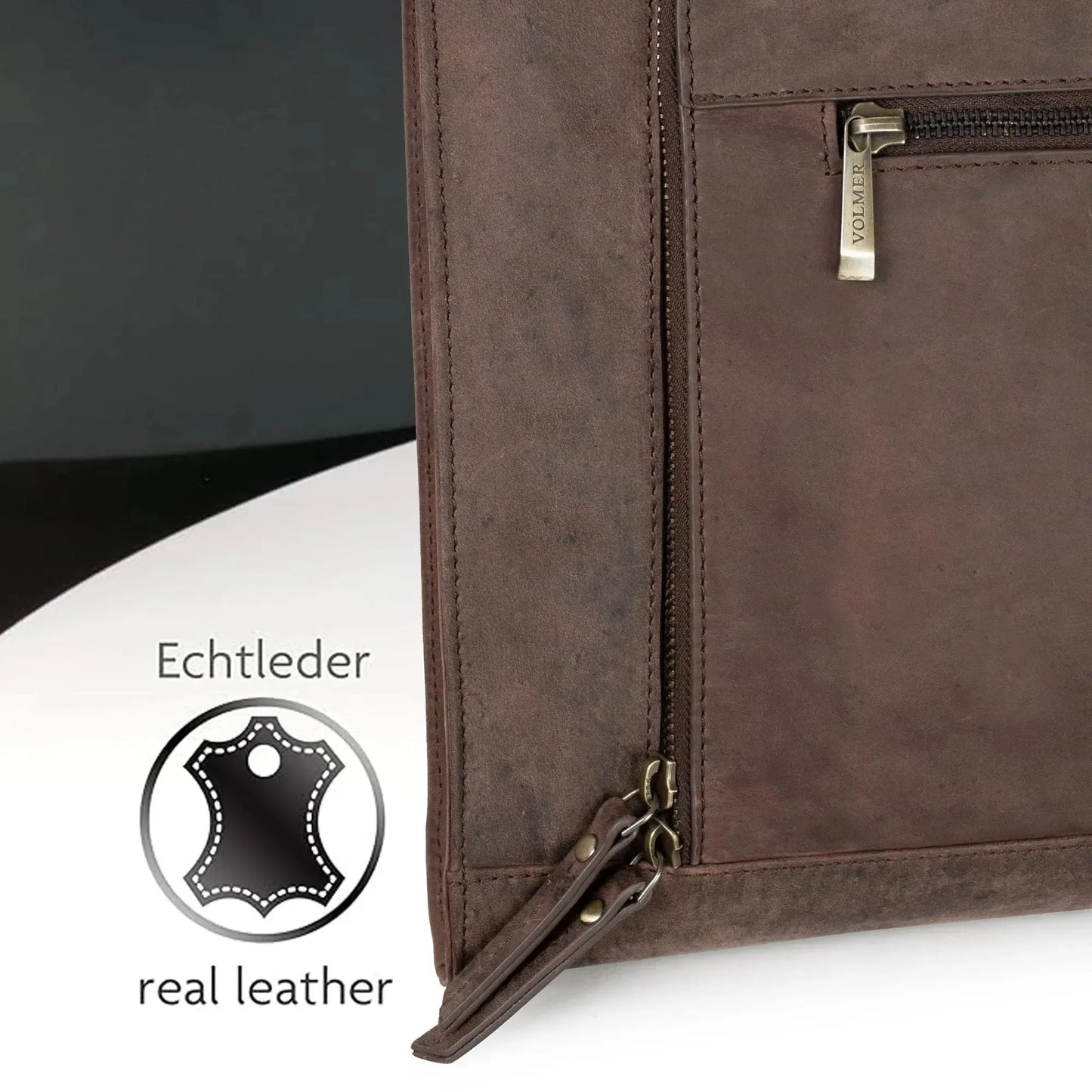 alt="Sac bandoulière en cuir pour ordinateur portable 16 pouces – grand compartiment organisateur | VO2403"