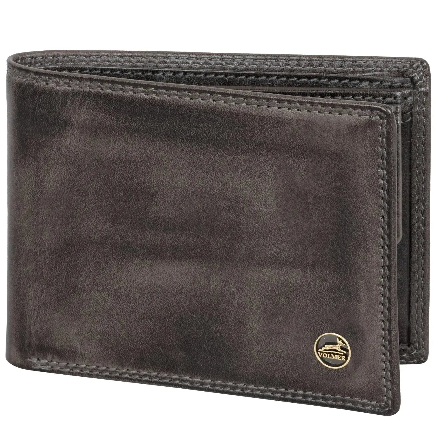 Leather men's wallet RFID – 11 credit card slots – double stitching – metal logo | VO19B