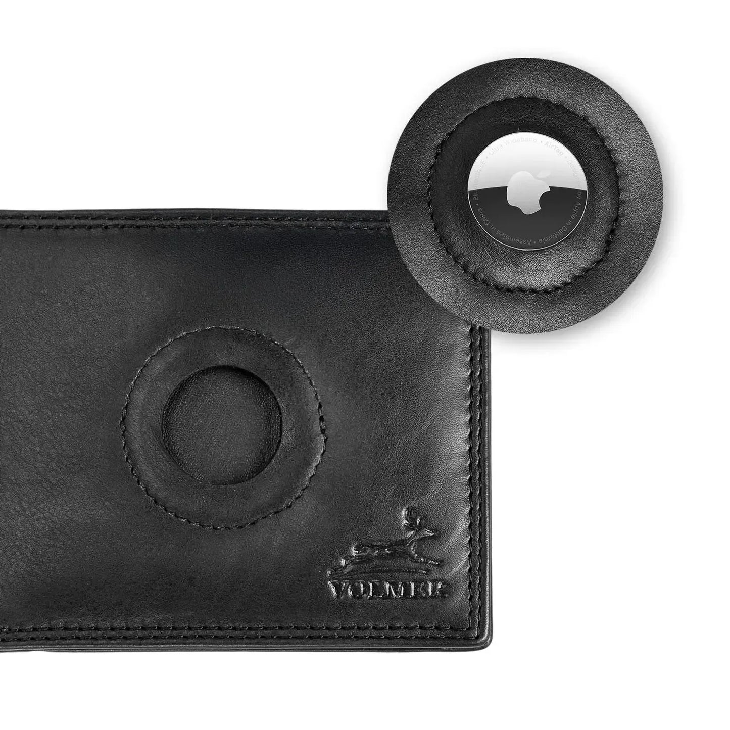 Leder Geldbörse Herren mit AirTag-Fach und RFID-Schutz - extra-stabile Doppelnaht - 6 Fächer für Kreditkarten | VO8-Air