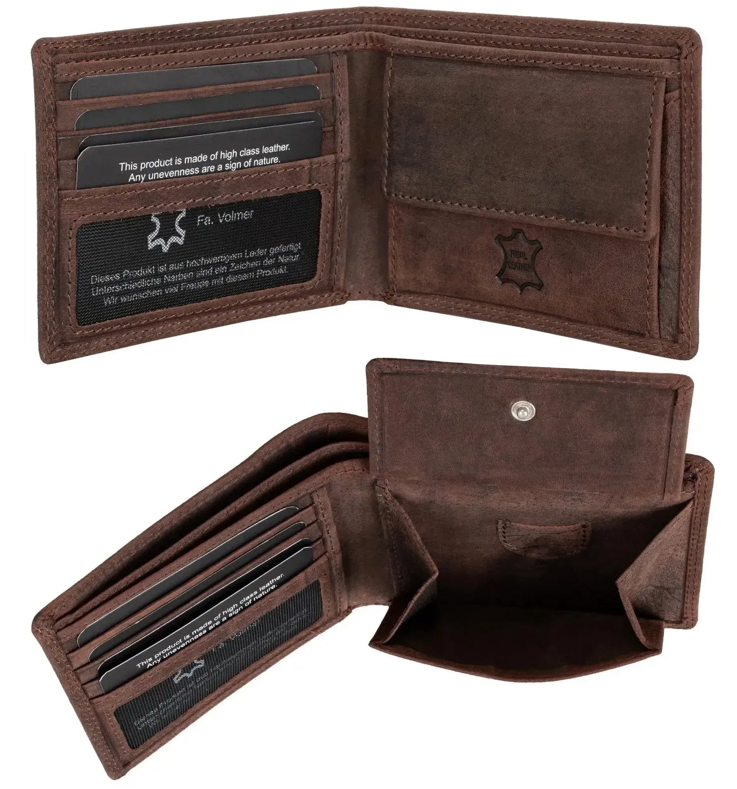 Leder Geldbörse Herren mit AirTag-Fach und RFID-Schutz - extra-stabile Doppelnaht - 6 Fächer für Kreditkarten | VO8-Air
