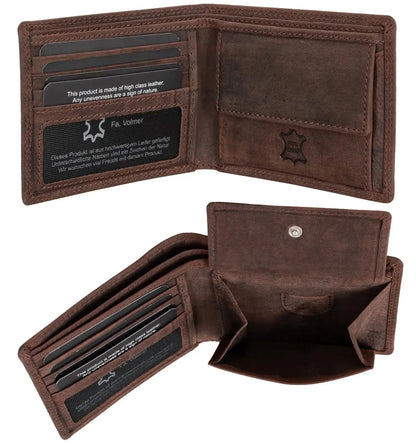 Leder Geldbörse Herren mit AirTag-Fach und RFID-Schutz - extra-stabile Doppelnaht - 6 Fächer für Kreditkarten | VO8-Air