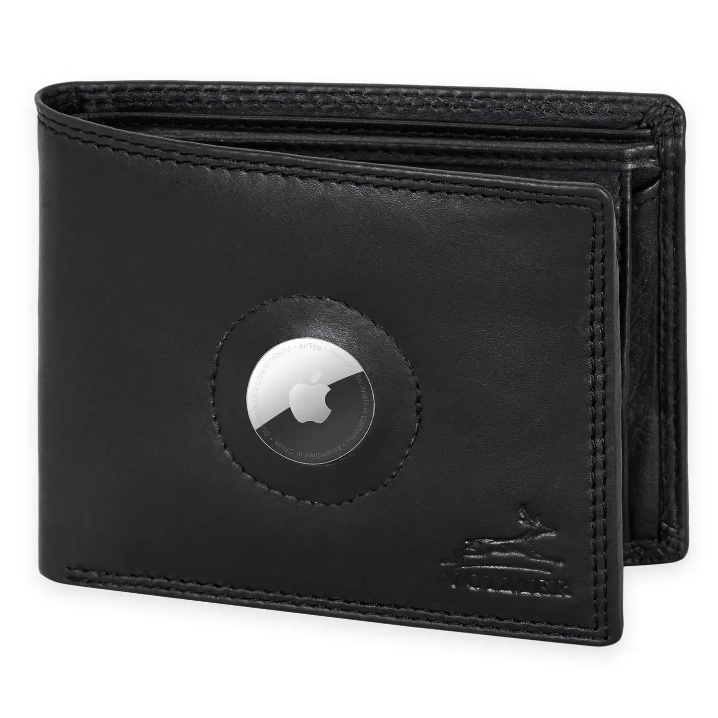 Leder Geldbörse Herren mit AirTag-Fach und RFID-Schutz - extra-stabile Doppelnaht - 6 Fächer für Kreditkarten | VO8-Air
