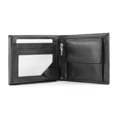 Leder Geldbörse Herren mit RFID-Schutz – Futter aus Echtleder – extra-stabile Doppelnaht in weiß – 12 Fächer für Kreditkarten | VO6