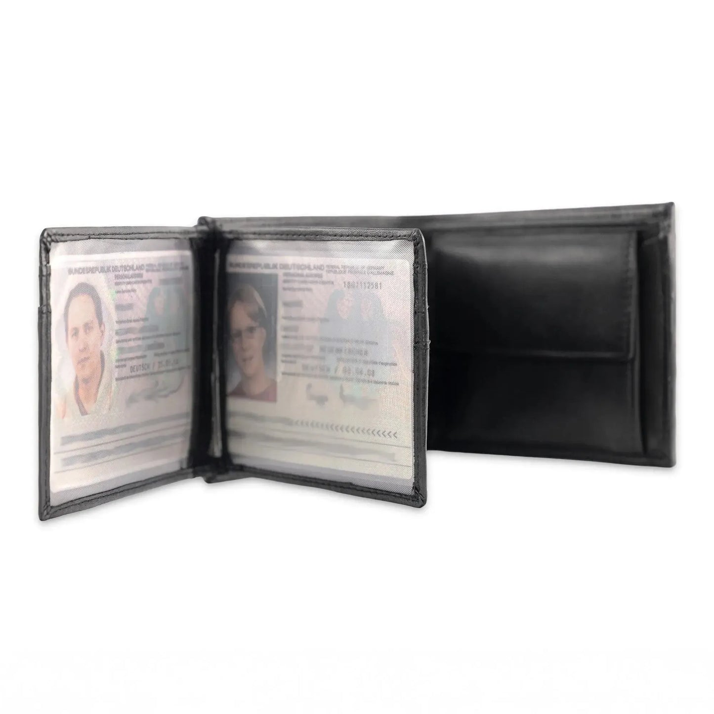 Leder Geldbörse Herren mit RFID-Schutz – Futter aus Echtleder – extra-stabile Doppelnaht in weiß – 12 Fächer für Kreditkarten | VO6