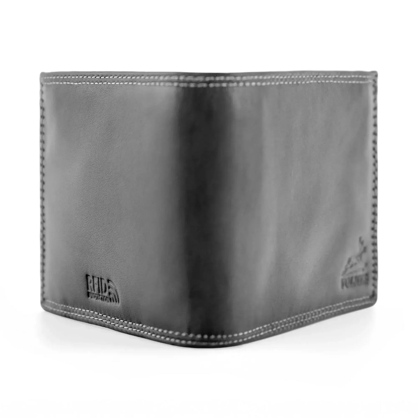 Leder Geldbörse Herren mit RFID-Schutz – Futter aus Echtleder – extra-stabile Doppelnaht in weiß – 12 Fächer für Kreditkarten | VO6