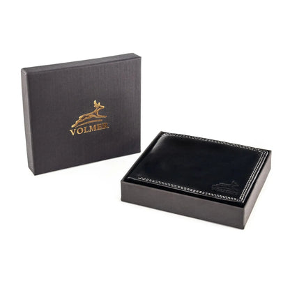 Leder Geldbörse Herren mit RFID-Schutz – Futter aus Echtleder – extra-stabile Doppelnaht in weiß – 12 Fächer für Kreditkarten | VO6