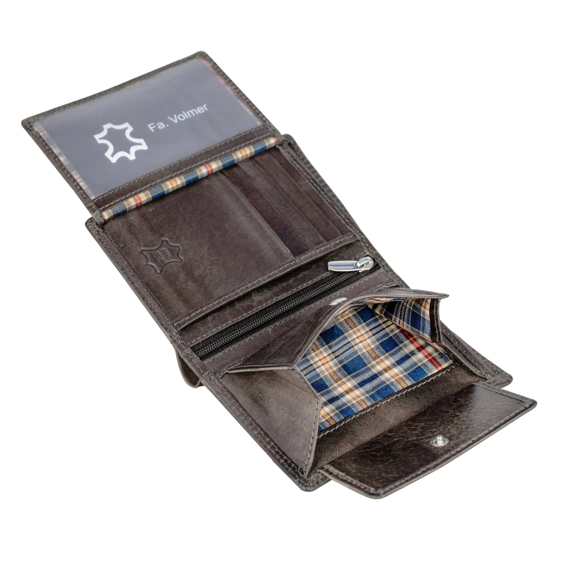 Leder Geldbörse Herren mit RFID-Schutz - extra-stabile Doppelnaht - 11 Fächer für Kreditkarten - Hochformat | VO39