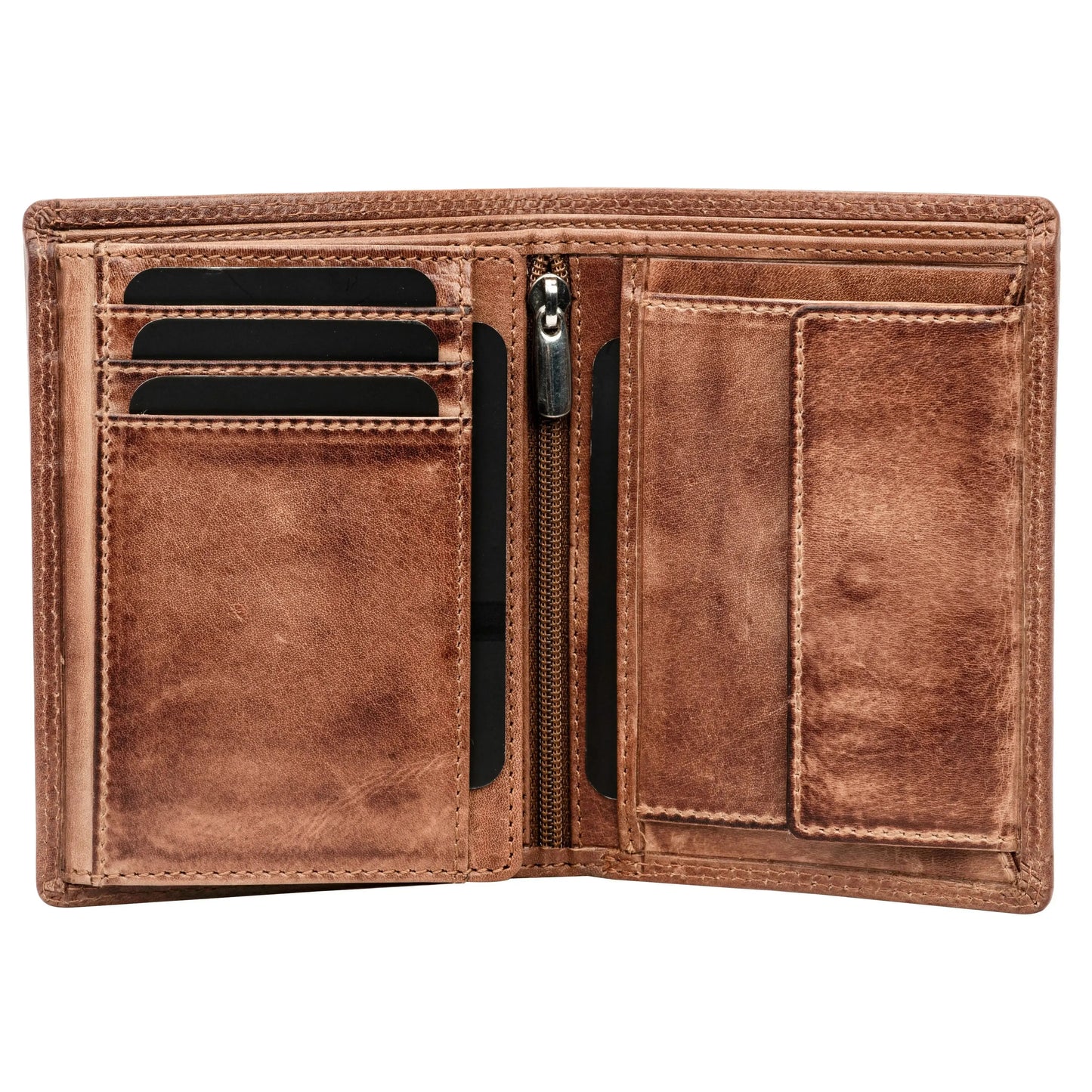 Leder Geldbörse Herren mit RFID-Schutz - extra-stabile Doppelnaht - 11 Fächer für Kreditkarten - Hochformat | VO39