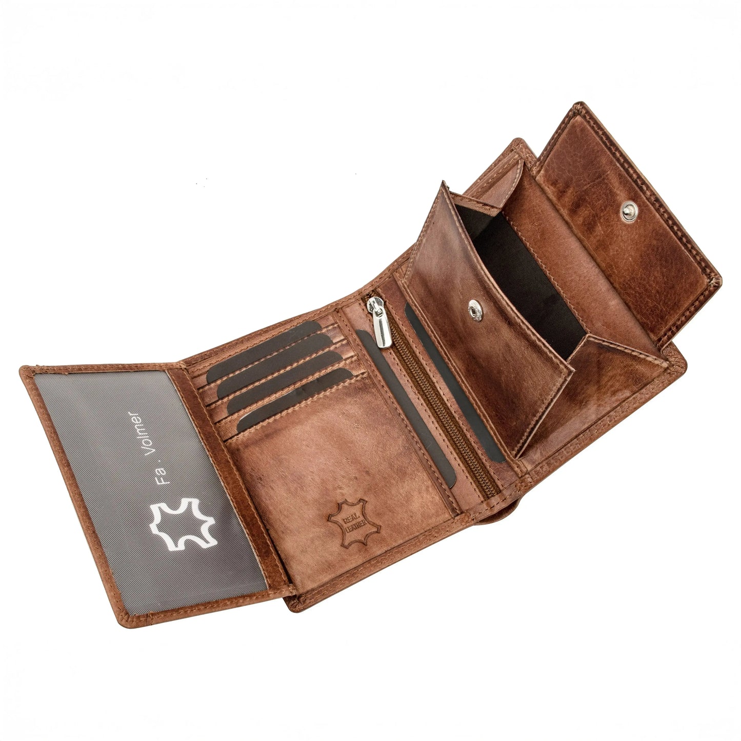 Leder Geldbörse Herren mit RFID-Schutz - extra-stabile Doppelnaht - 11 Fächer für Kreditkarten - Hochformat | VO39