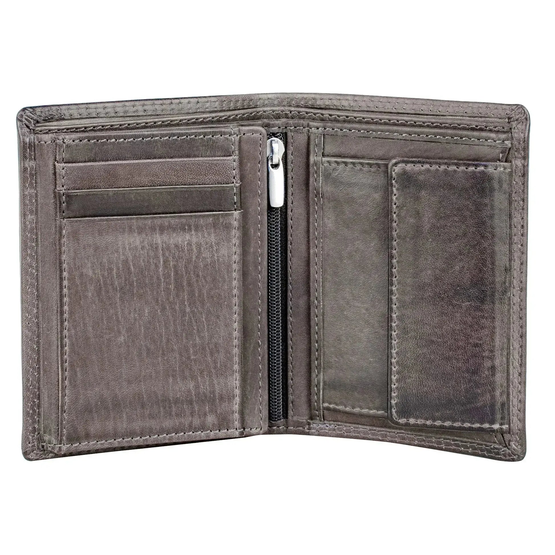 Leder Geldbörse Herren mit RFID-Schutz - extra-stabile Doppelnaht - 11 Fächer für Kreditkarten - Hochformat | VO39