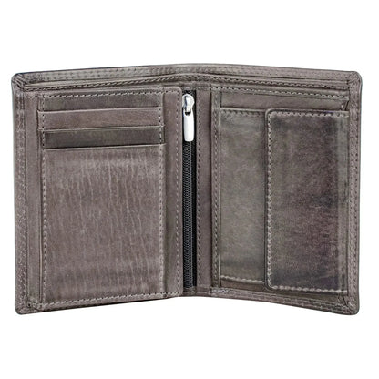 Leder Geldbörse Herren mit RFID-Schutz - extra-stabile Doppelnaht - 11 Fächer für Kreditkarten - Hochformat | VO39