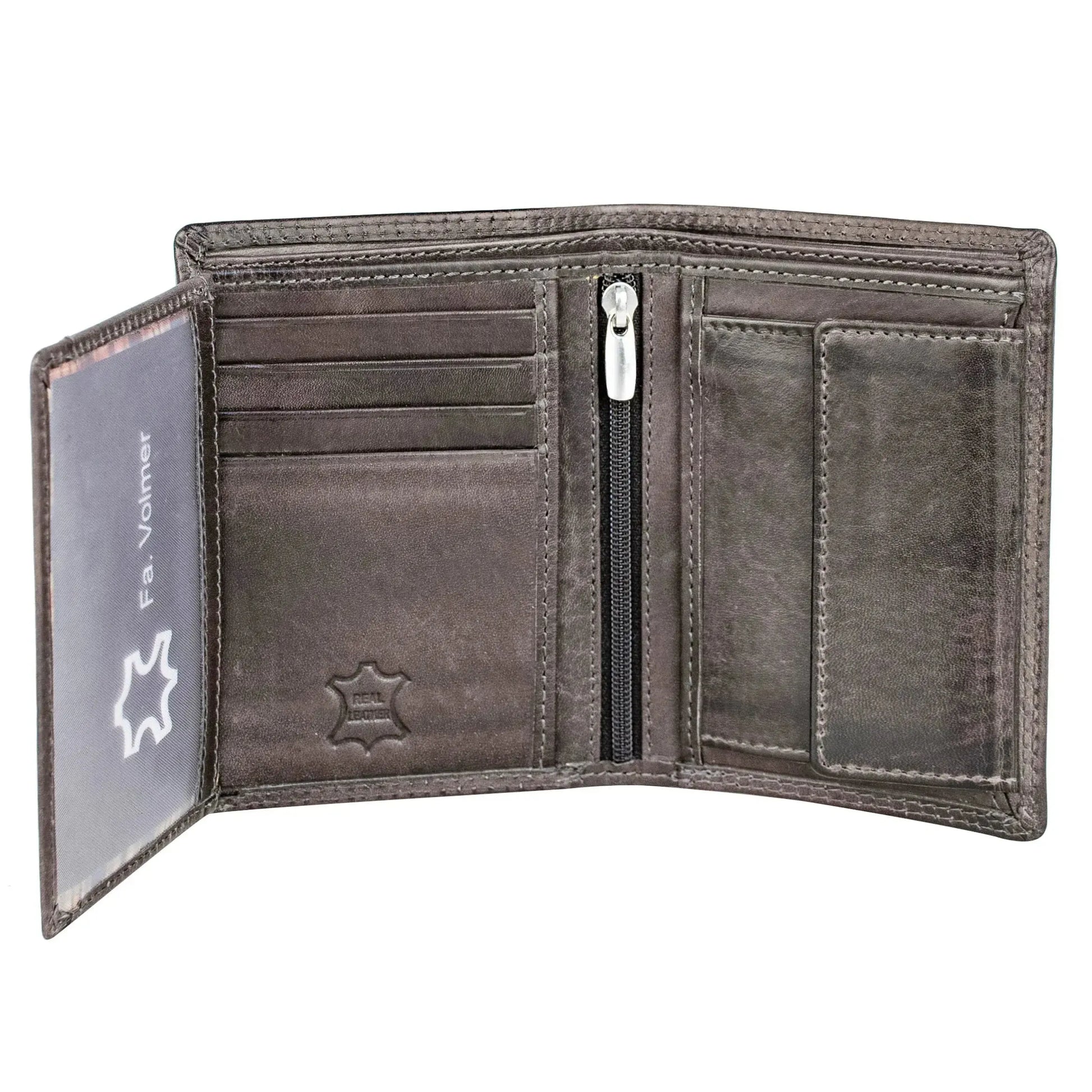 Leder Geldbörse Herren mit RFID-Schutz - extra-stabile Doppelnaht - 11 Fächer für Kreditkarten - Hochformat | VO39