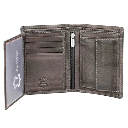 Leder Geldbörse Herren mit RFID-Schutz - extra-stabile Doppelnaht - 11 Fächer für Kreditkarten - Hochformat | VO39