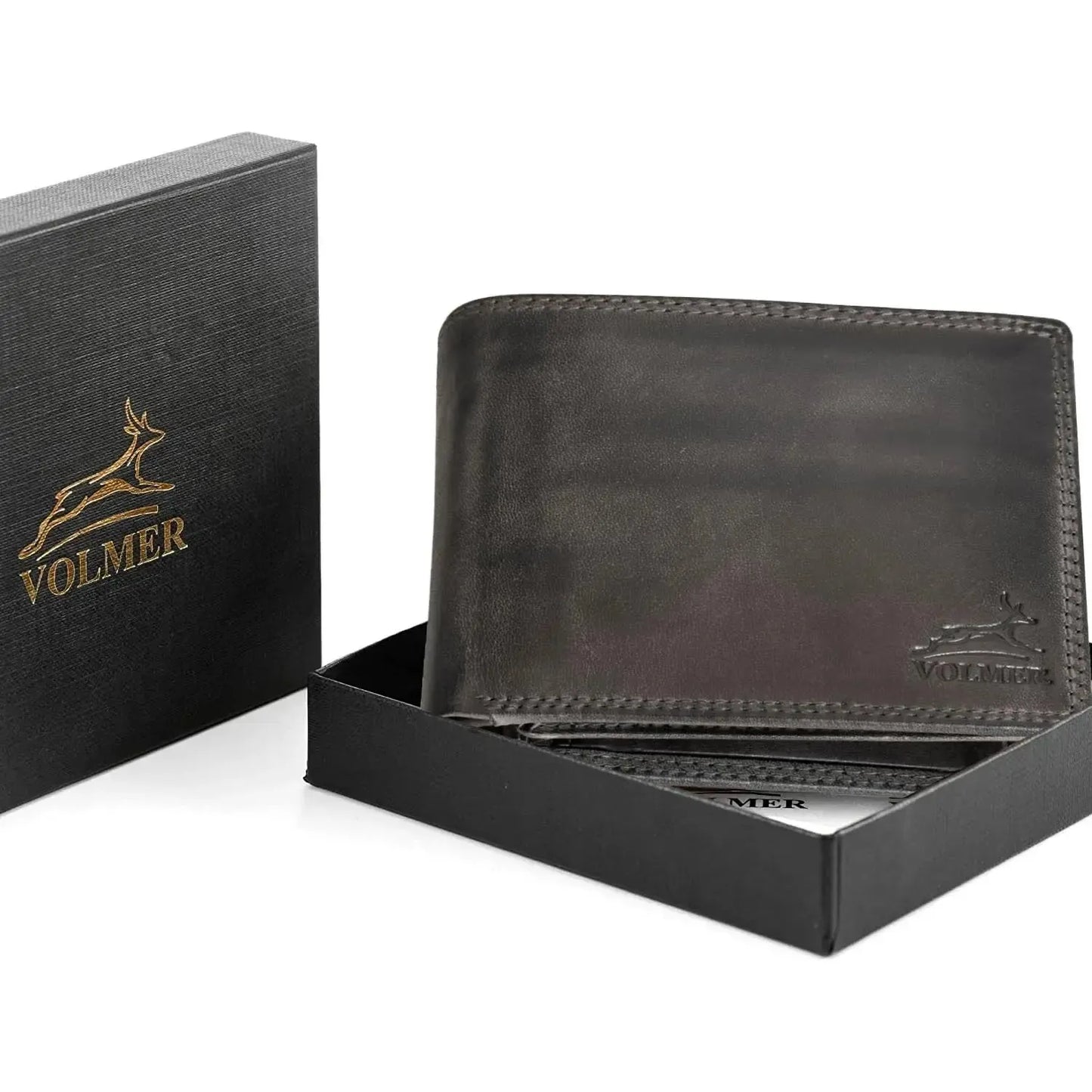 Leder Geldbörse Herren mit RFID-Schutz – extra-stabile Doppelnaht – 13 Fächer für Kreditkarten | VO11-RFID