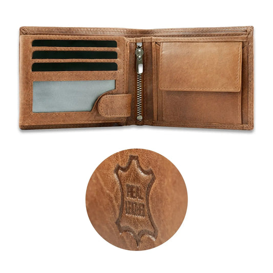 Leder Geldbörse Herren mit RFID-Schutz – extra-stabile Doppelnaht – 13 Fächer für Kreditkarten | VO11-RFID