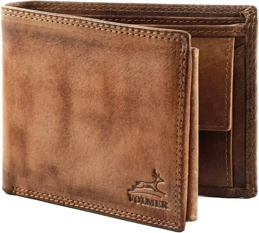 Leder Geldbörse Herren mit RFID-Schutz – extra-stabile Doppelnaht – 13 Fächer für Kreditkarten | VO11-RFID