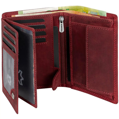 Leder Geldbörse Herren mit RFID-Schutz - extra-stabile Doppelnaht - 15 Fächer für Kreditkarten - Hochformat | VO2