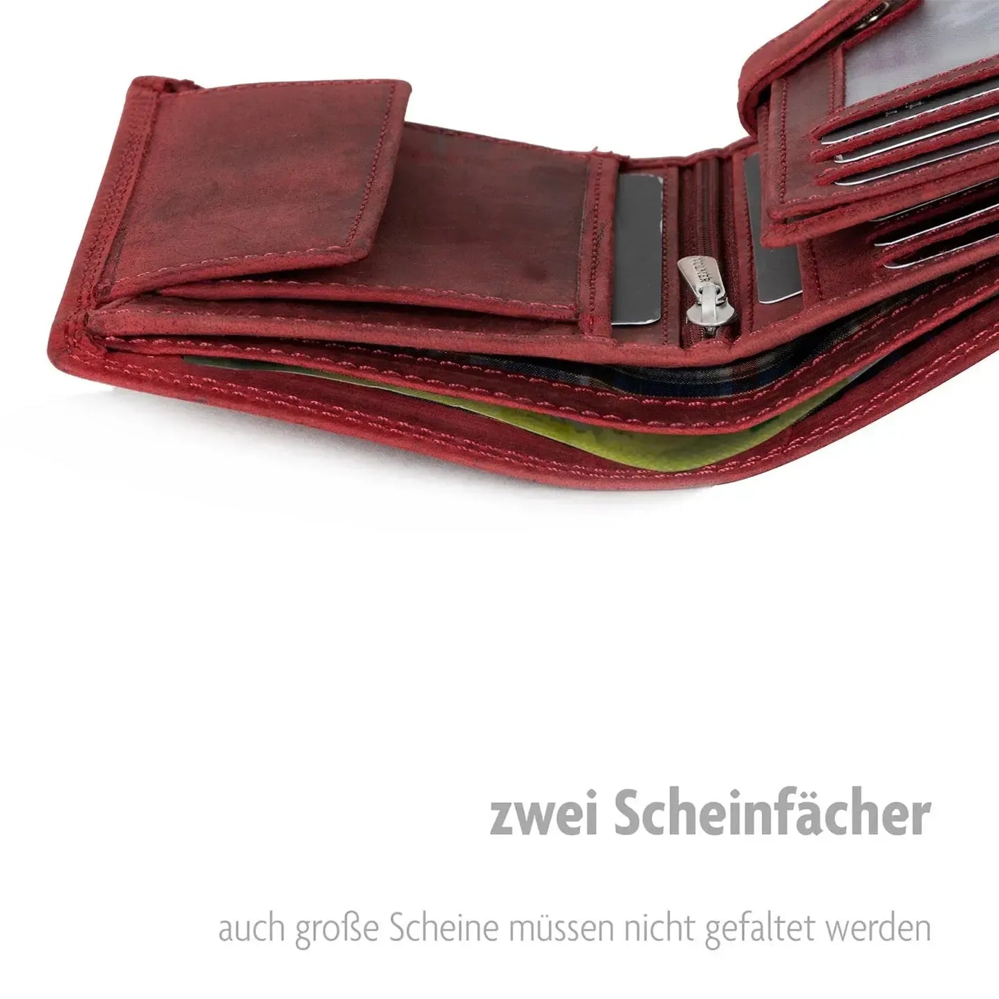 Leder Geldbörse Herren mit RFID-Schutz - extra-stabile Doppelnaht - 15 Fächer für Kreditkarten - Hochformat | VO2