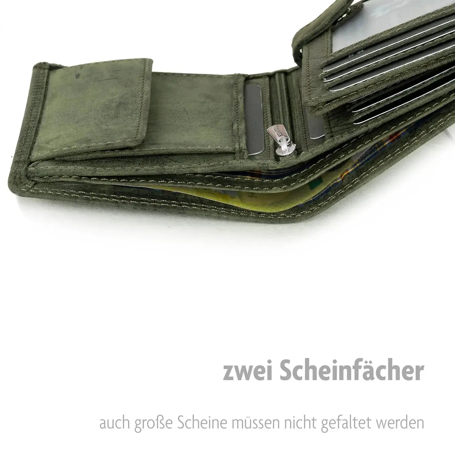 Leder Geldbörse Herren mit RFID-Schutz - extra-stabile Doppelnaht - 15 Fächer für Kreditkarten - Hochformat | VO2