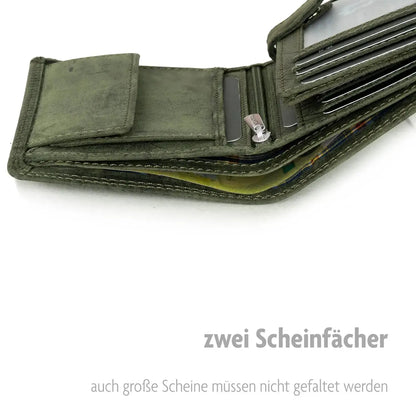 Leder Geldbörse Herren mit RFID-Schutz - extra-stabile Doppelnaht - 15 Fächer für Kreditkarten - Hochformat | VO2