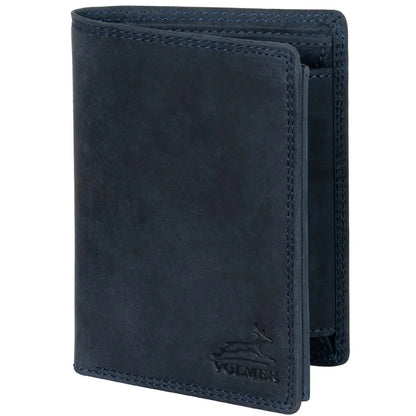 Leder Geldbörse Herren mit RFID-Schutz - extra-stabile Doppelnaht - 15 Fächer für Kreditkarten - Hochformat | VO2