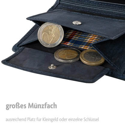 Leder Geldbörse Herren mit RFID-Schutz - extra-stabile Doppelnaht - 15 Fächer für Kreditkarten - Hochformat | VO2