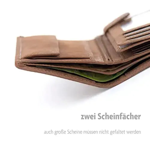 Leder Geldbörse Herren mit RFID-Schutz - extra-stabile Doppelnaht - 15 Fächer für Kreditkarten - Hochformat | VO2