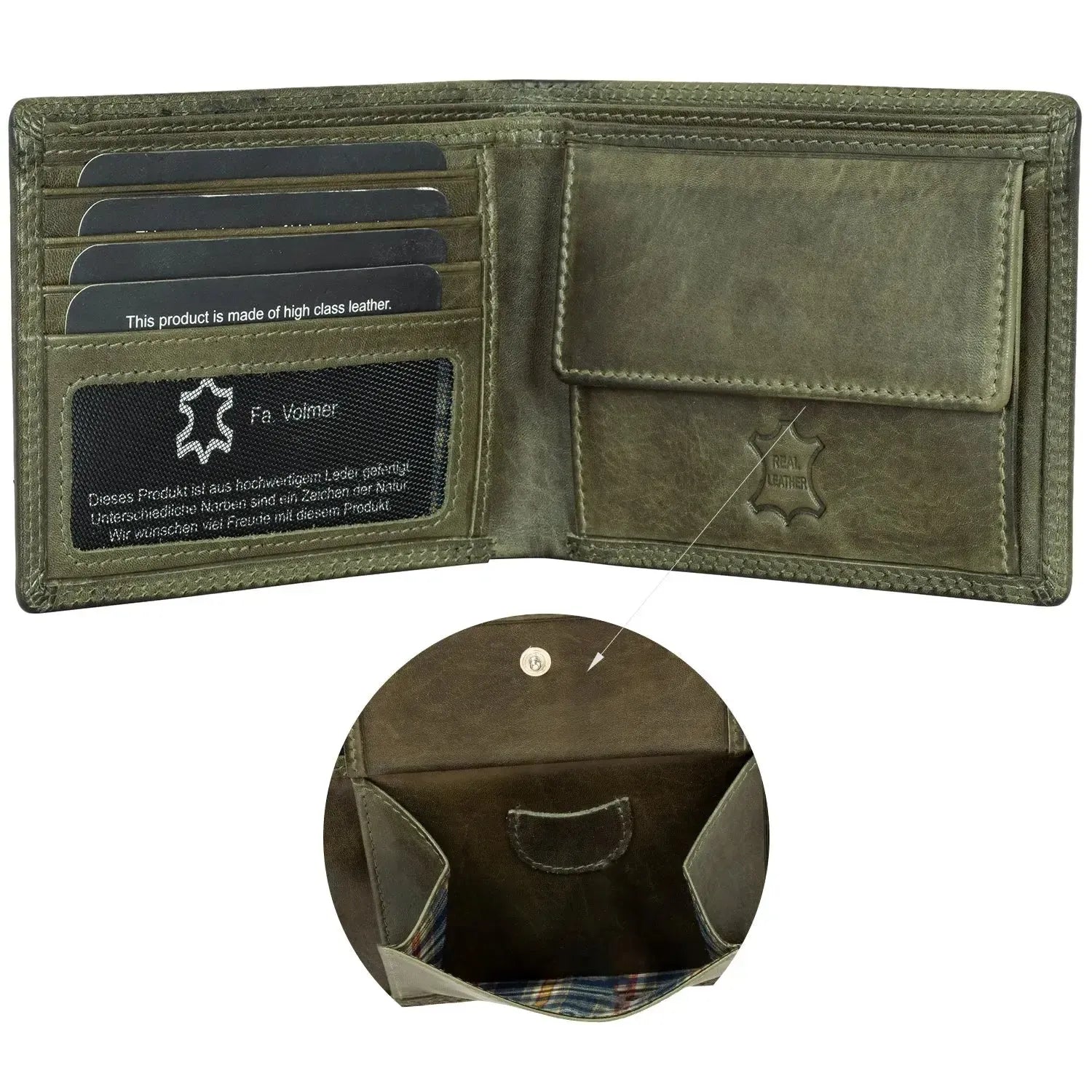 Leder Geldbörse Herren mit RFID-Schutz - extra-stabile Doppelnaht - 6 Fächer für Kreditkarten | 16112B