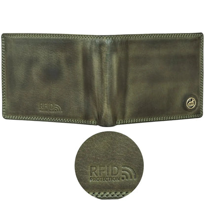 Leder Geldbörse Herren mit RFID-Schutz - extra-stabile Doppelnaht - 6 Fächer für Kreditkarten | 16112B