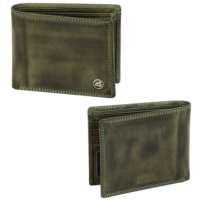 Leder Geldbörse Herren mit RFID-Schutz - extra-stabile Doppelnaht - 6 Fächer für Kreditkarten | 16112B