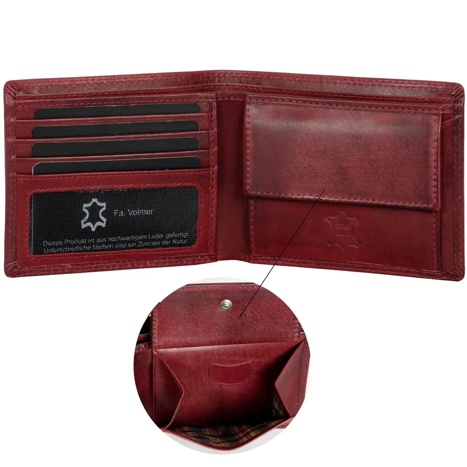 Leder Geldbörse Herren mit RFID-Schutz - extra-stabile Doppelnaht - 6 Fächer für Kreditkarten | 16112B