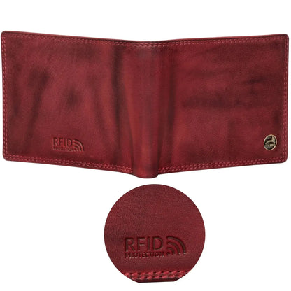 Leder Geldbörse Herren mit RFID-Schutz - extra-stabile Doppelnaht - 6 Fächer für Kreditkarten | 16112B