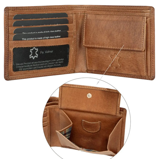 Leder Geldbörse Herren mit RFID-Schutz - extra-stabile Doppelnaht - 6 Fächer für Kreditkarten | 16112B