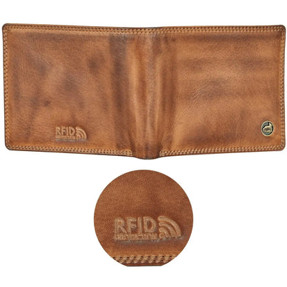 Leder Geldbörse Herren mit RFID-Schutz - extra-stabile Doppelnaht - 6 Fächer für Kreditkarten | 16112B