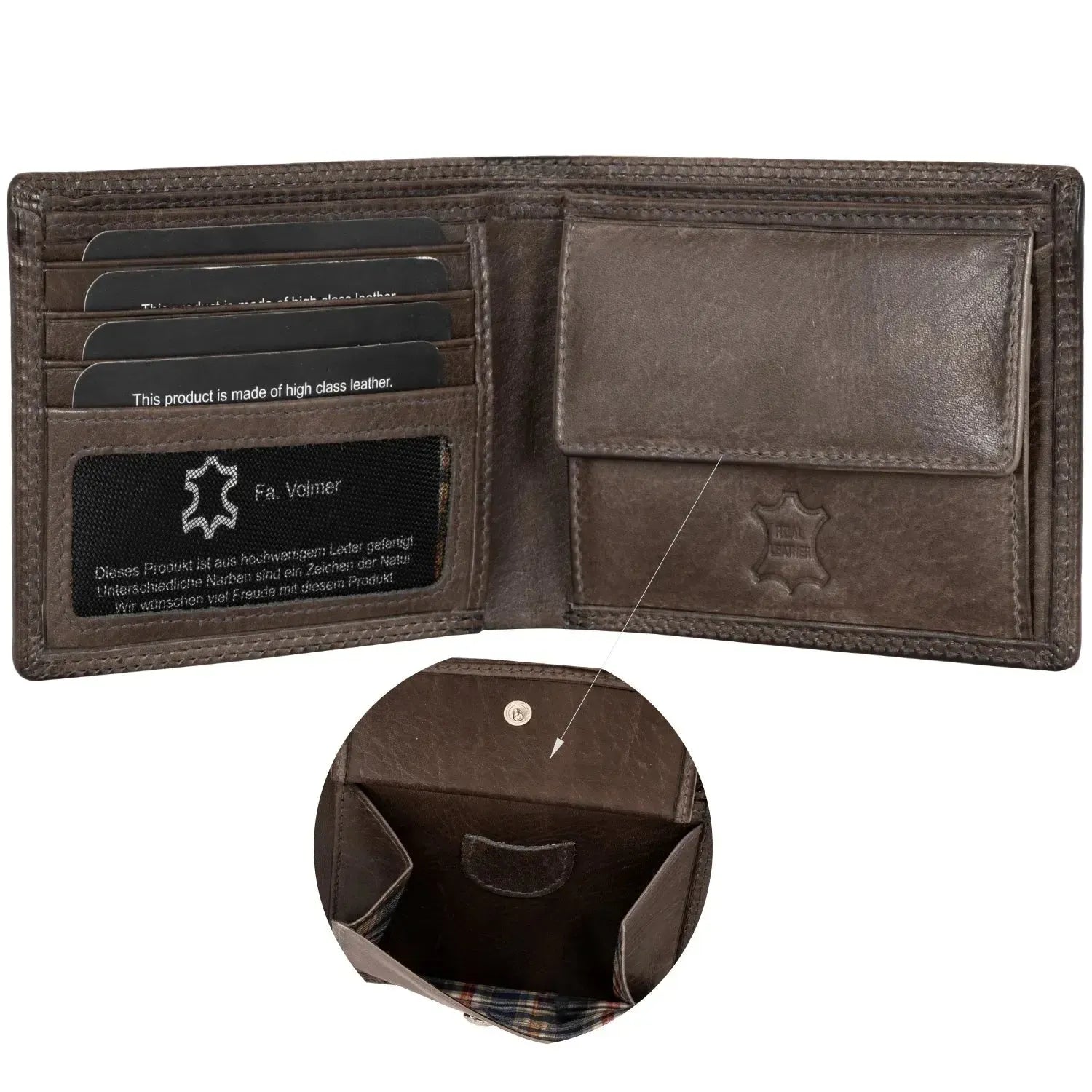 Leder Geldbörse Herren mit RFID-Schutz - extra-stabile Doppelnaht - 6 Fächer für Kreditkarten | 16112B